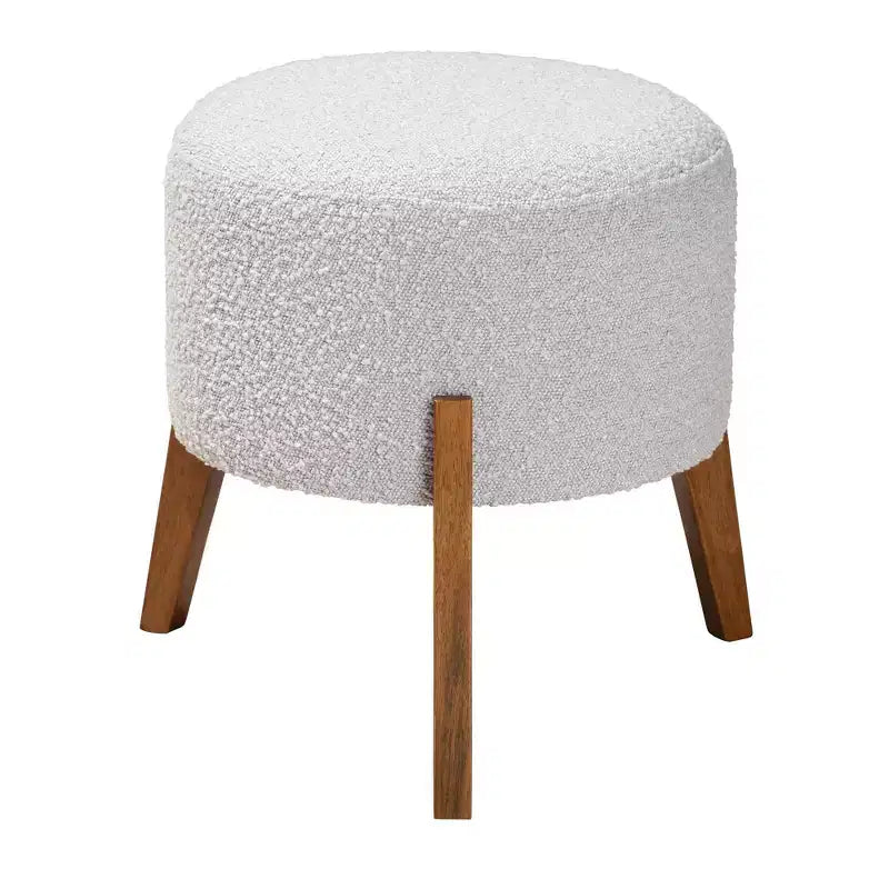 Ottoman Footstool �C Light Gray/Walnut Brown, Japandi Style, Tapered Legs