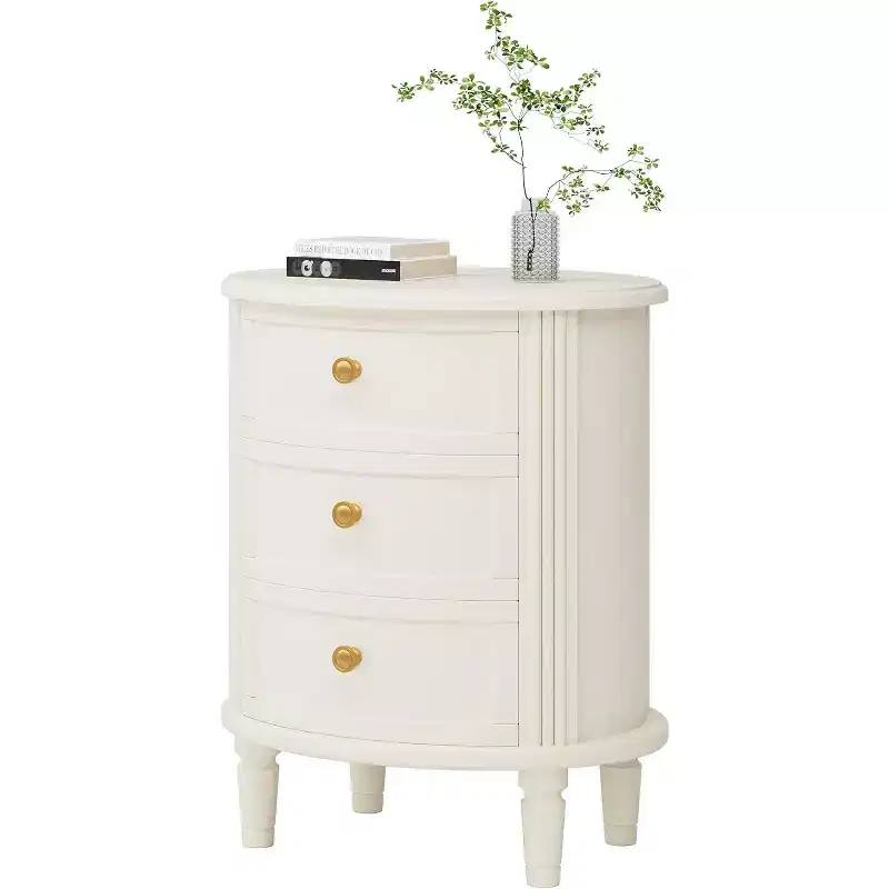 Lantine Wooden Farmhouse 3 Drawers Nightstand