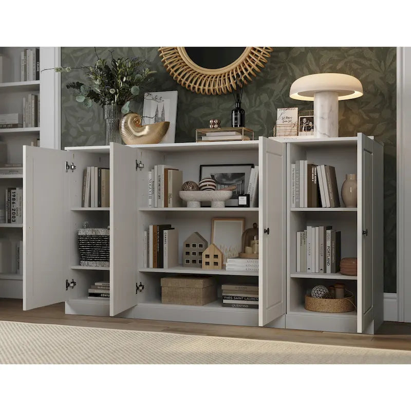 100% Solid Wood 65 Sideboard with Clear, Frosted Glass or Solid Wood Doors by Palace Imports