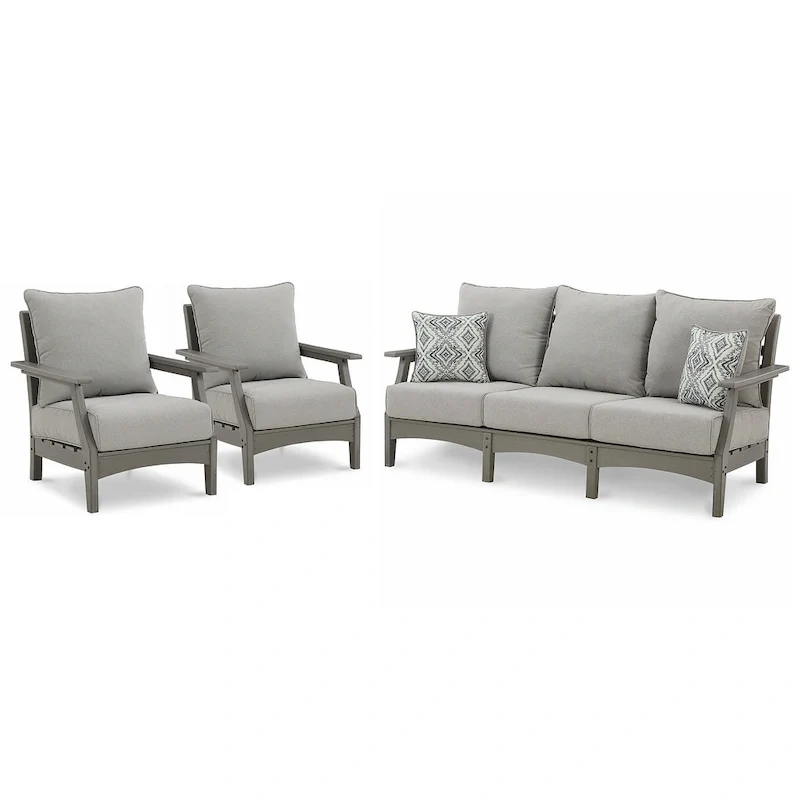 Signature Design by Ashley Visola Gray 3-Piece Outdoor Package - 80W x 33D x 37H