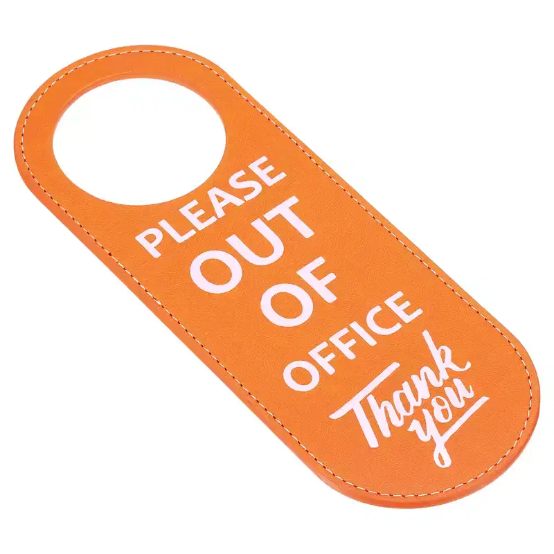 Unique Bargains PU Leather Waterproof Office Home Meeting Door Hanger Sign