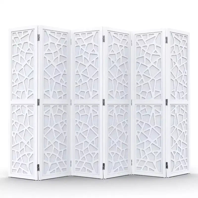 6 Panel Room Divider, Non-Woven Fabric Privacy Screen - White