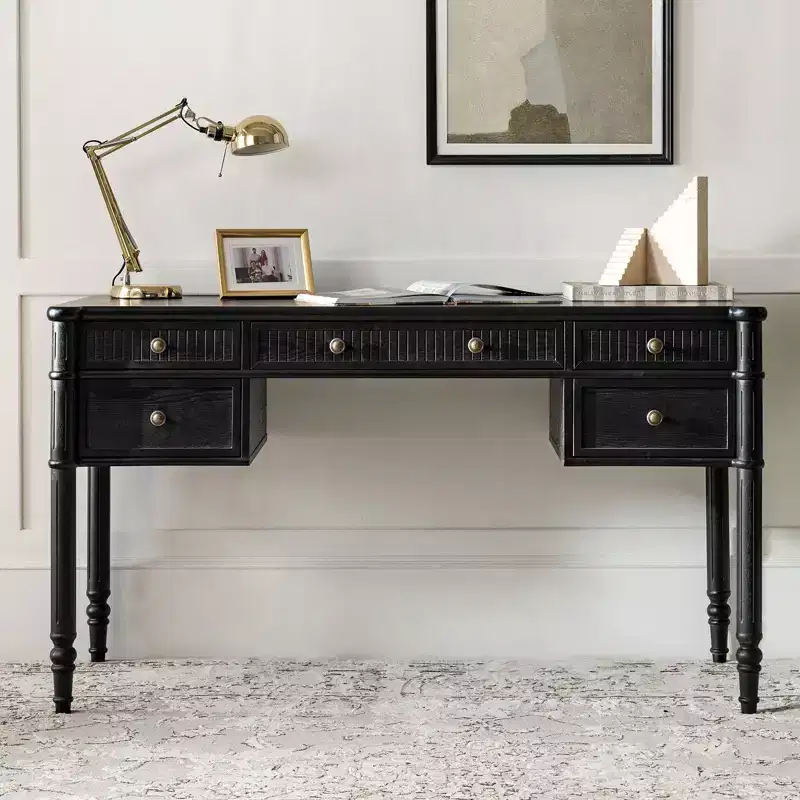 Derk 55 W Desk With 5 Drawers|HULALA HOME-BLACK