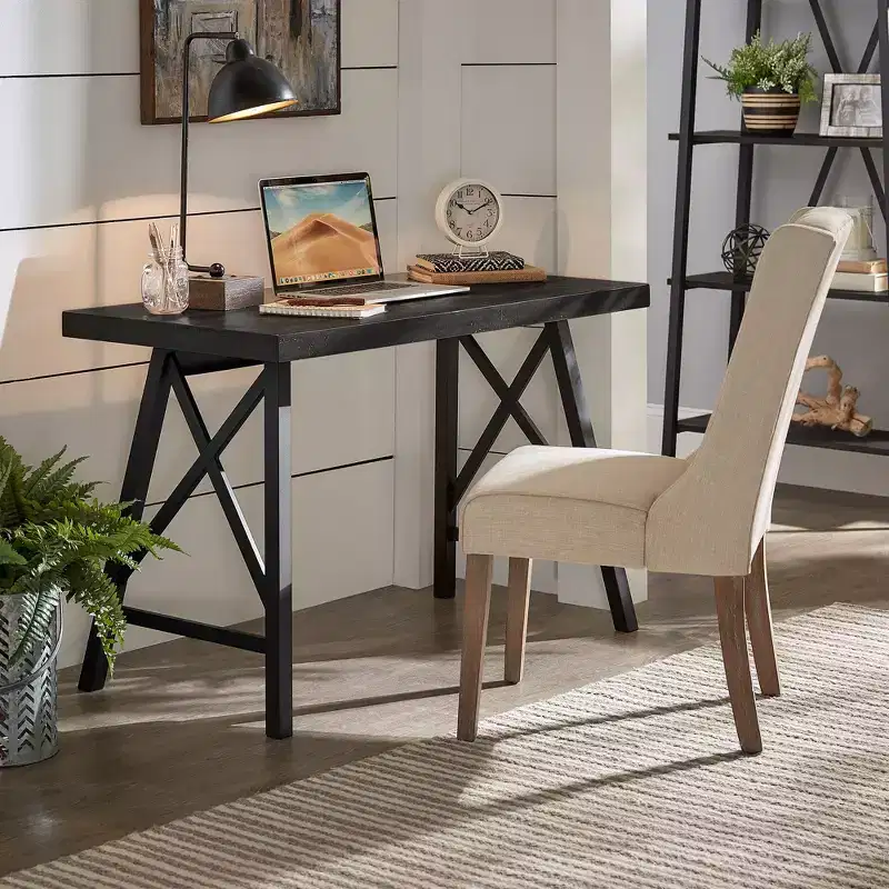 Rustic X-Base Desk - Black