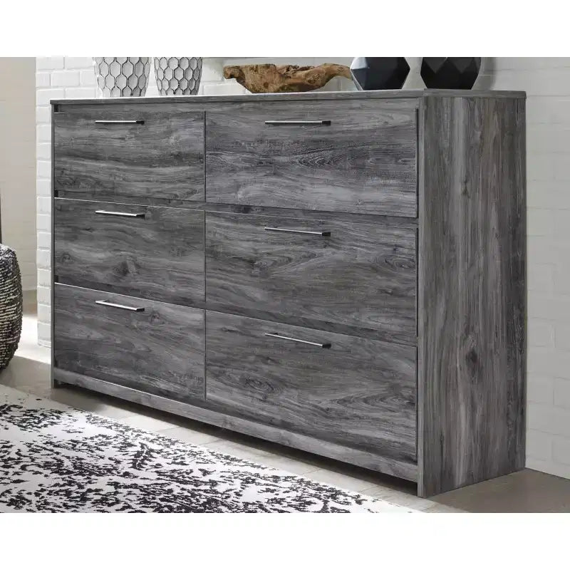 Baystorm Dresser Gray - Signature Design by Ashley: 6 Drawer Storage, Modern Handles, MDF Frame