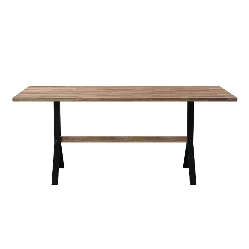 Standlake Slatted Outdoor Dining Table - Black/Natural - SEI