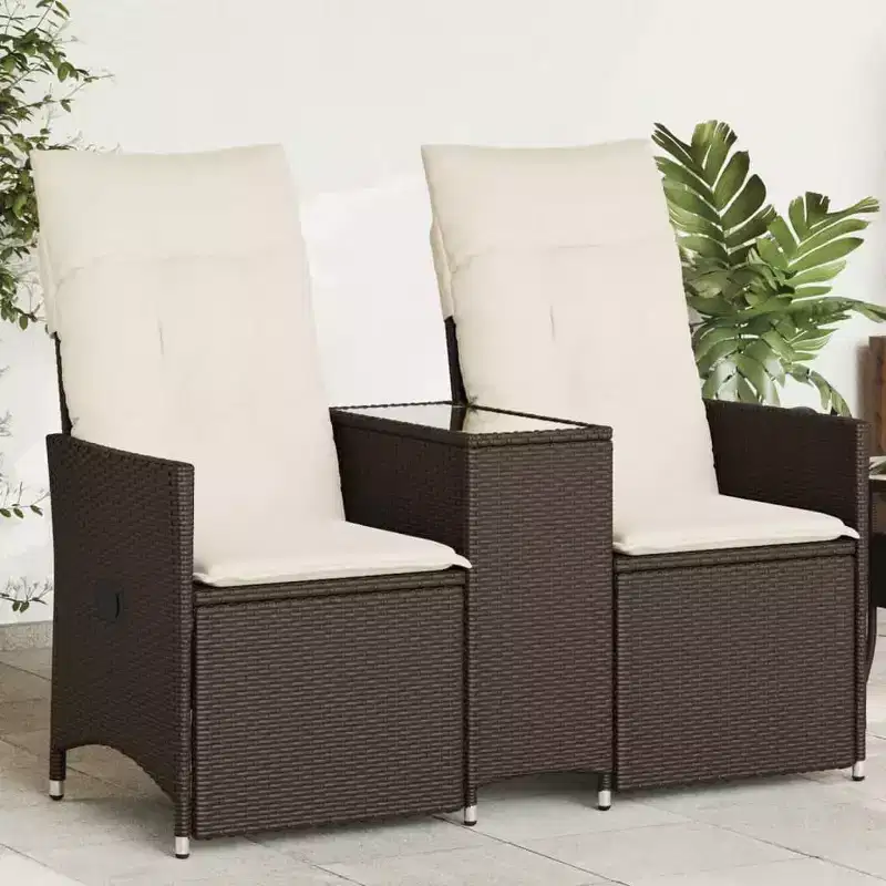 vidaXL Reclining Garden Sofa Brown