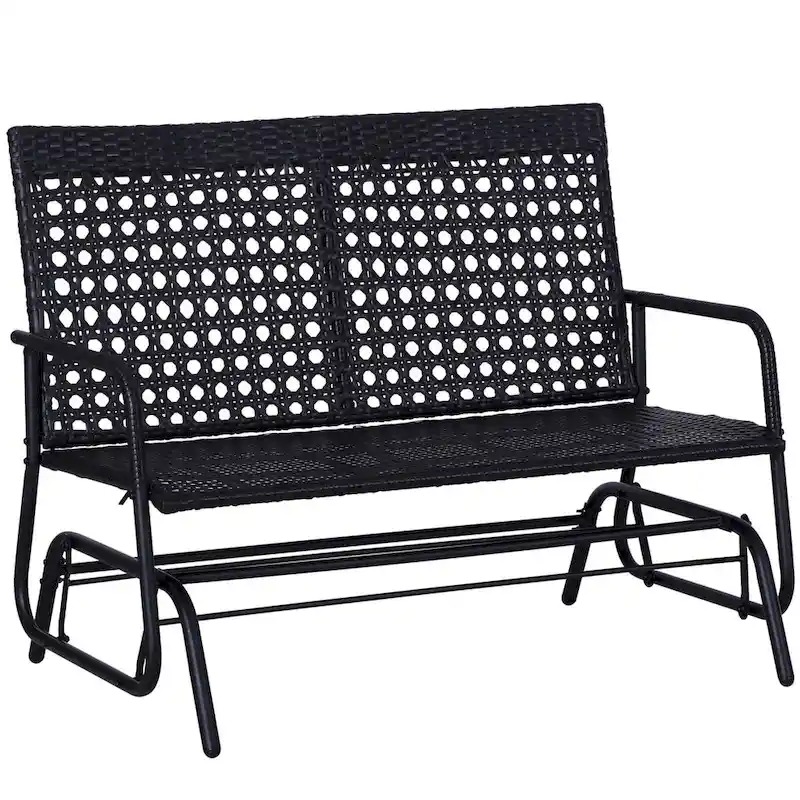 Outsunny Patio 2-Person Wicker Glider Bench Rocking Chair