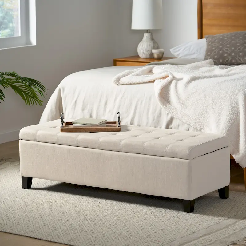 Mission Tufted Fabric Storage Ottoman Bench by Christopher Knight Home