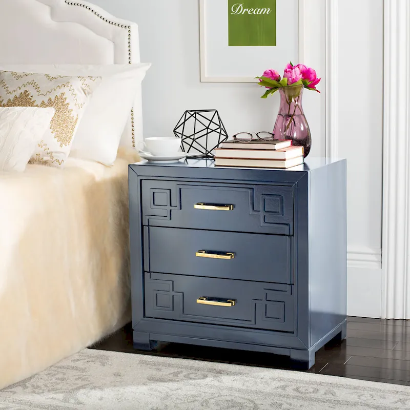 3-Drawer Greek Key Nightstand
