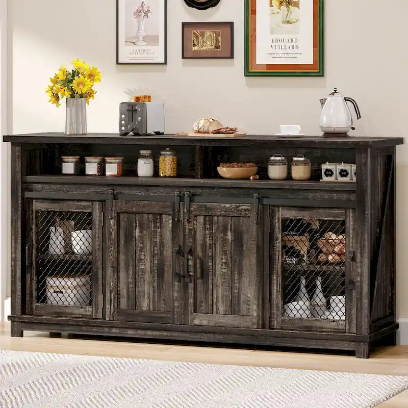 Farmhouse Sideboard Buffet Cabinet with Sliding Barn Doors