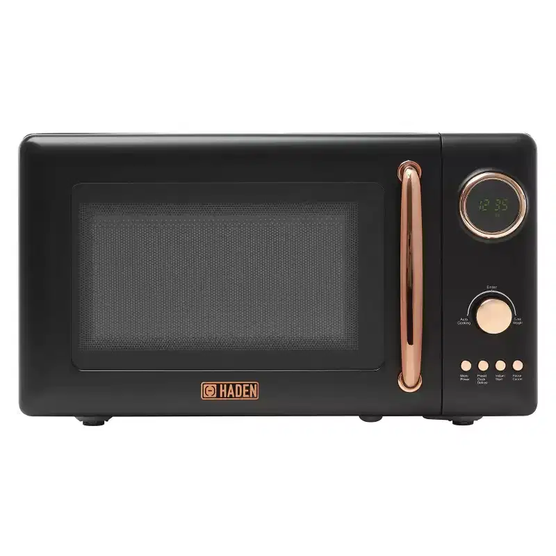 HADEN 700W Compact Countertop Microwave Over Black and Copper: 20L Capacity, 5 Programs, Turntable, 17.75" Width