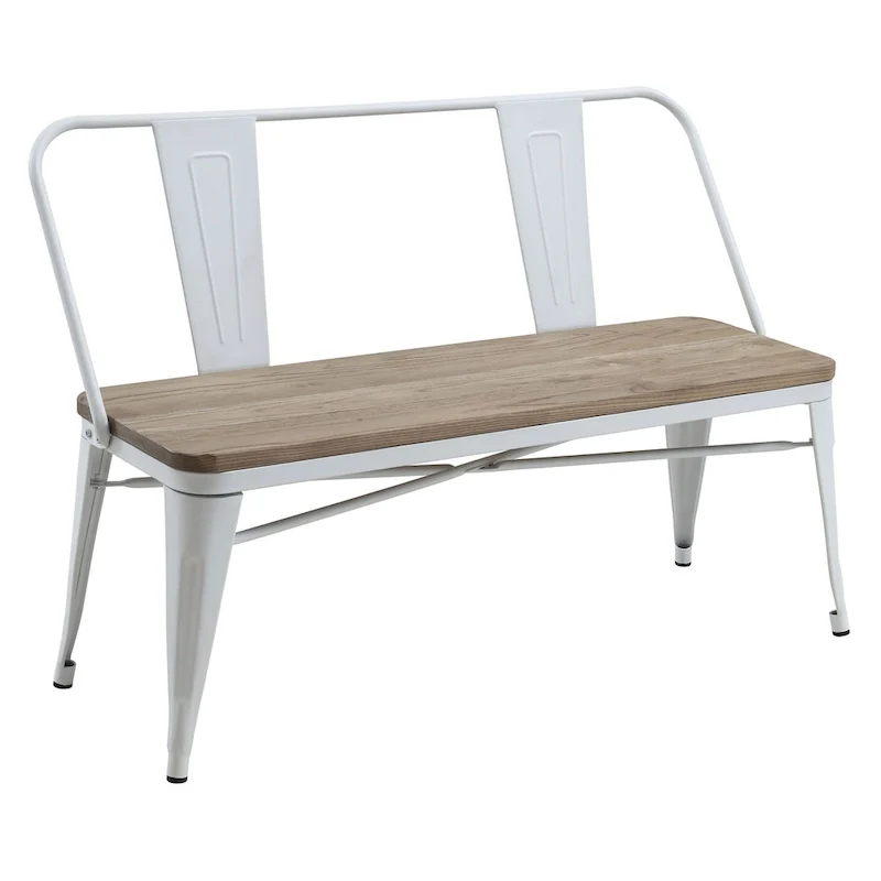 Rish Industrial Metal 47-inch Backed Dining Bench
