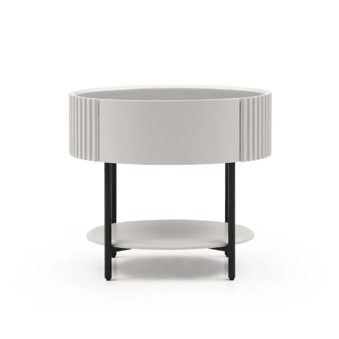 Beige & Black Rounded Bedside Table