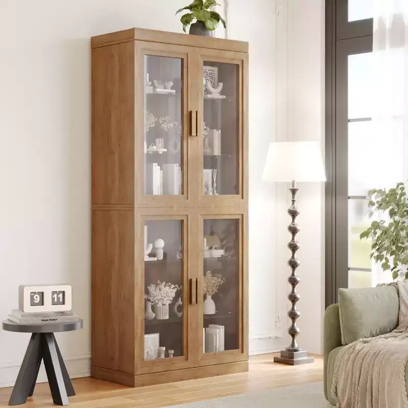 Glass Door Storage Cabinet �C Large Capacity, Simple & Stylish Design