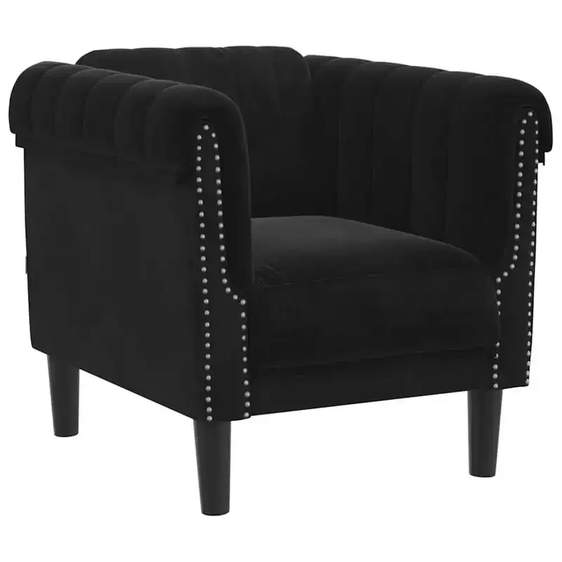 vidaXL Sofa Chair Velvet, Plywood, Solid Wood Single Modern