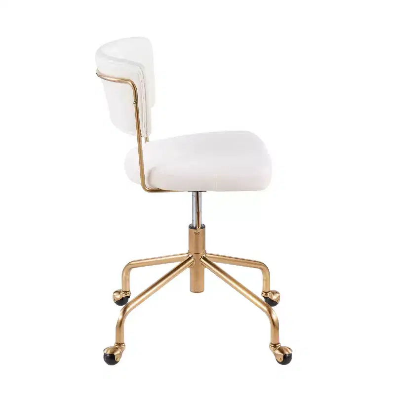 LumiSource Tania Task Chair Gold Metal/Cream Velvet