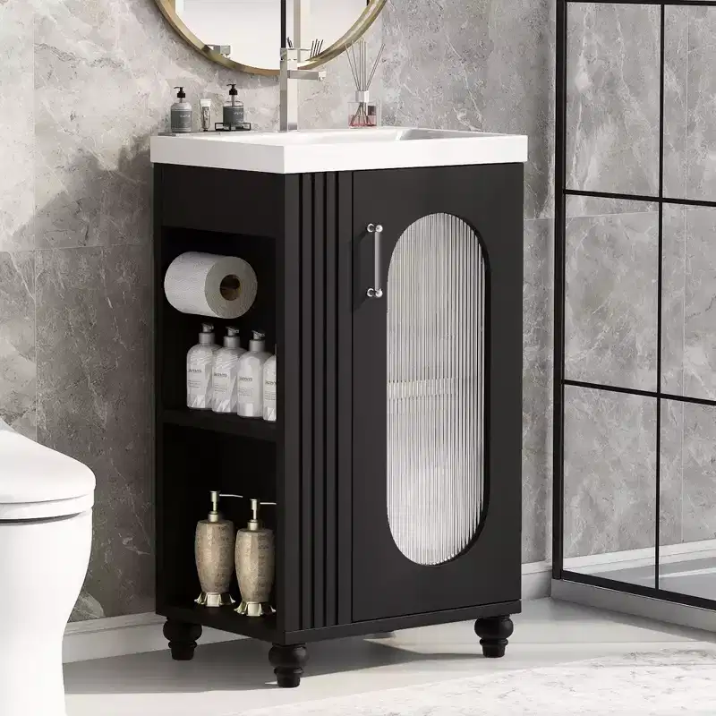 20 Small Bathroom Vanity Sink Combo with Storage , Bathroom Floor Cabinet with Adjustable Shelf