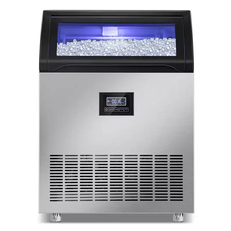 Hooure 24in Commercial&Household Ice Maker (250Lbs/24H, 77Lbs Storage, 90 Cubes/11Min)for Home/Kitchen/Bar, Silver