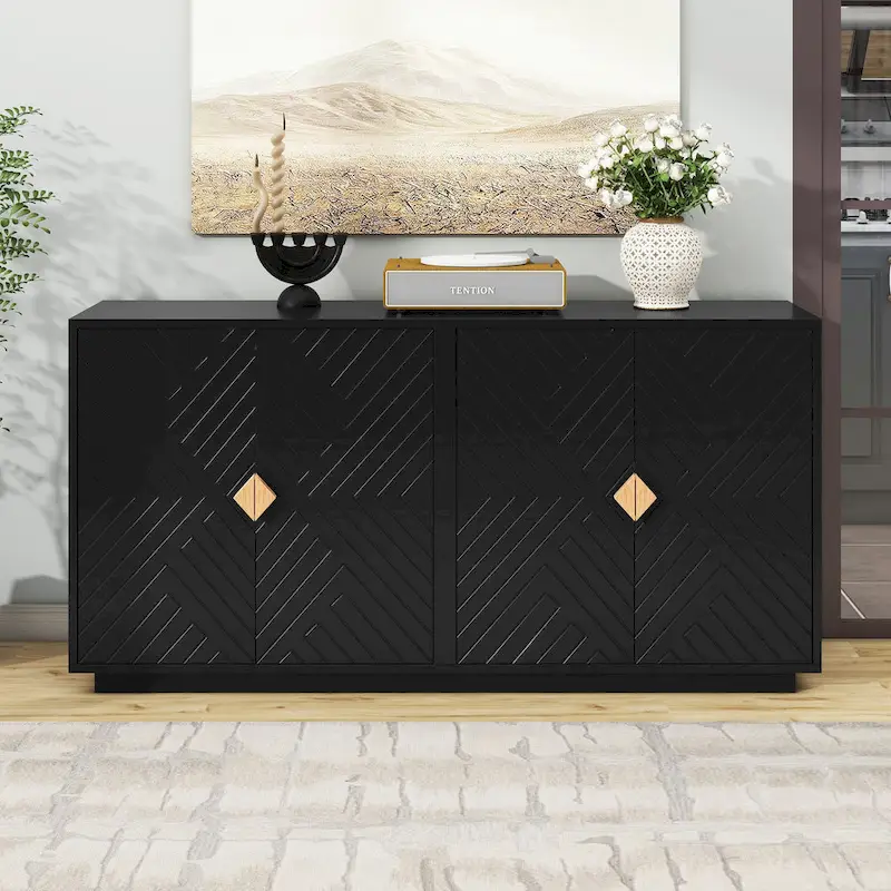 60-Inch Storage Sideboard with Adjustable Shelves and Wire Management