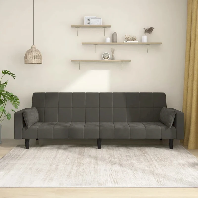 vidaXL 2-Seater Sofa Bed Upholstered Convertible Sleeper Sofa Couch Velvet - 86.6 x 33.3 x 27.2