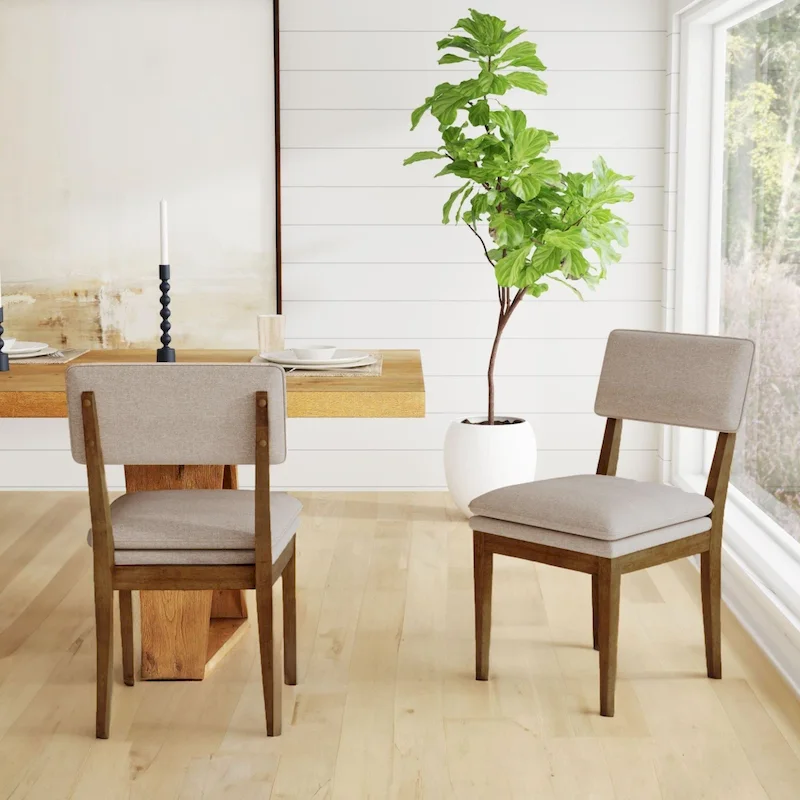 Solid Wood Upholstered Dining Chairs (Set of 2)