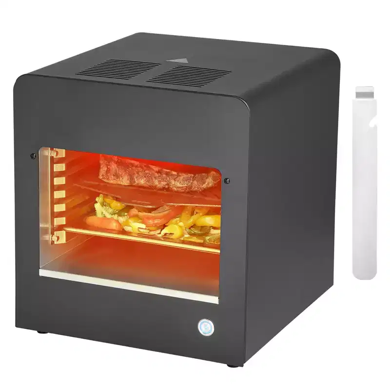 VEVOR Electric Steak Grill, 1800W Smokeless Infrared Electric Broiler, 1450F Stainless Steel Steak Cooker with 6-Tier Adjustable Rack, Black