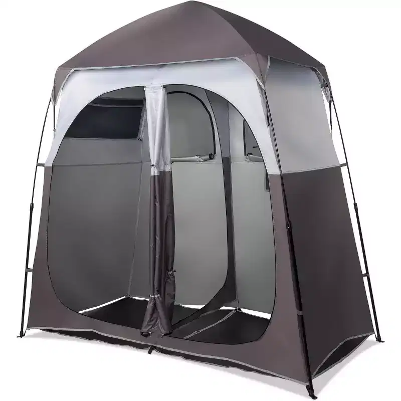 VINGLI 2 Room Shower Tent, 7.5 FT Instant Pop Up Shelter with Carrying Bag, Privacy Changing Room Tent,Perfect for Portable Toilet, Camping, Dressing