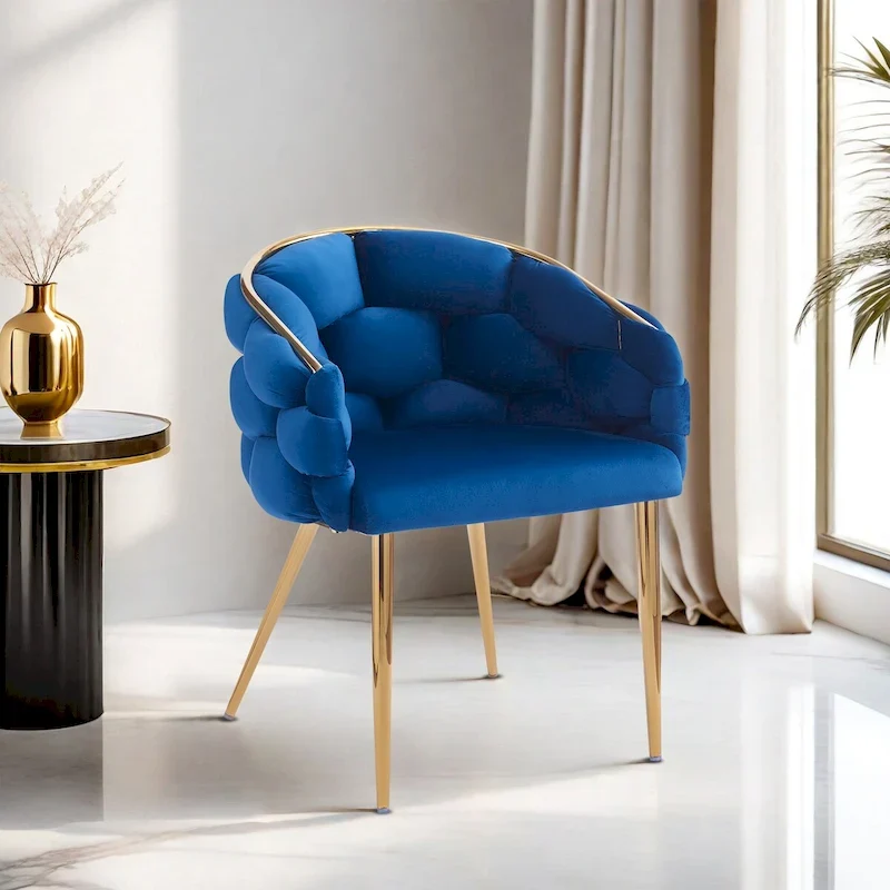 Luxury Handmade Accent Chair with Gold Legs, Modern Velvet Armchair for Living Room and Bedroom