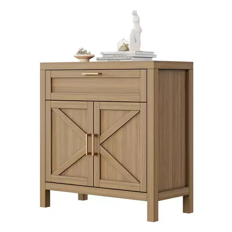 Farmhouse Buffet Sideboard Cabinet with Drawer, Adjustable Shelf Storage Console for Kitchen, Dining Room, Entryway or Coffee Bar