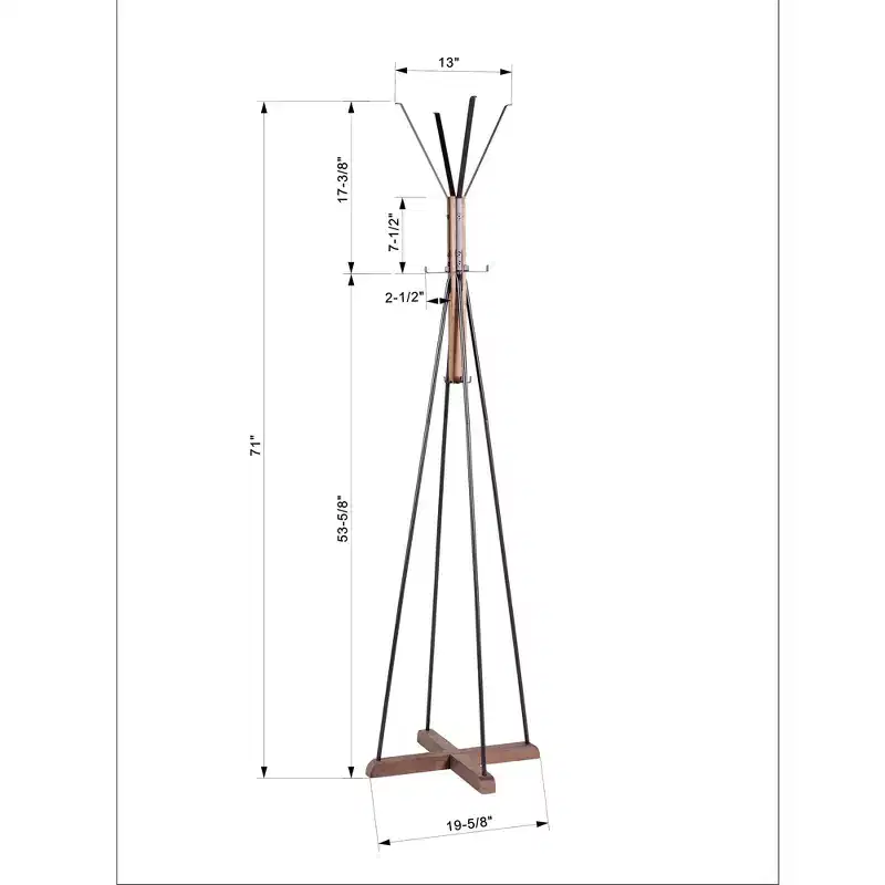 Clihome Reclaimed Wood Metal Coat Rack Freestanding with 8 Hooks for Bedroom Living Room