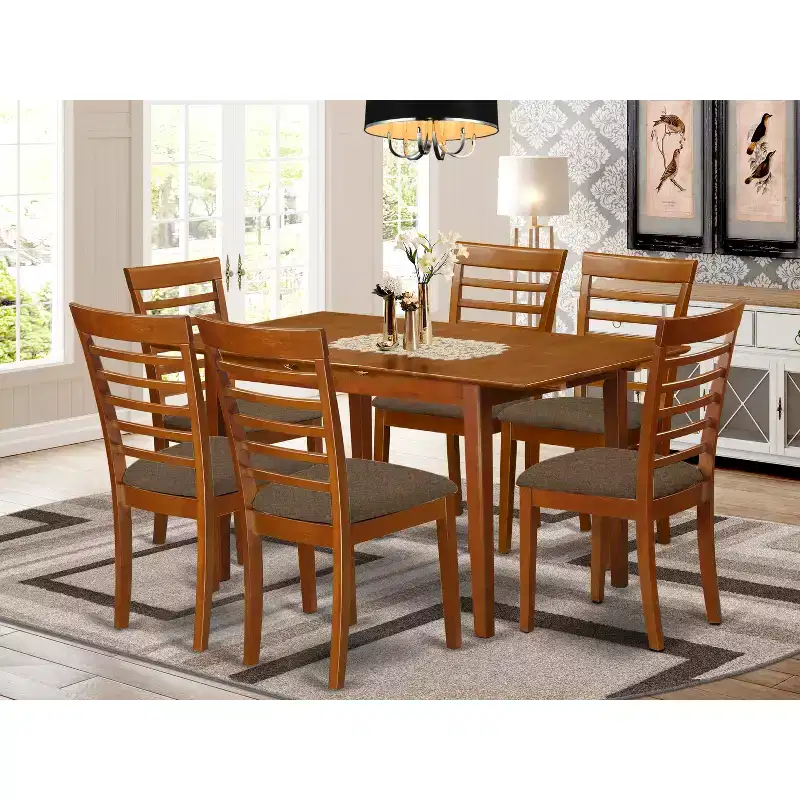 HomeStock Belmont 5 Piece Dinette Table Set, Saddle Brown