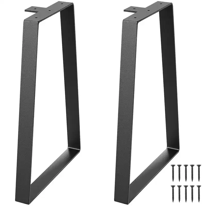 16 inch Trapezoid Steel Table Legs, Replacement Furniture Legs Set of 2 for DIY Coffee Tables, Bench, Night Stands, Sofa, Max Load 400 lbs Black