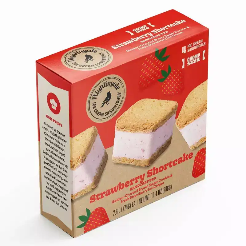 Nightingale Strawberry Shortcake Ice Cream Sandwiches Chomp Size - 10.4oz/4ct