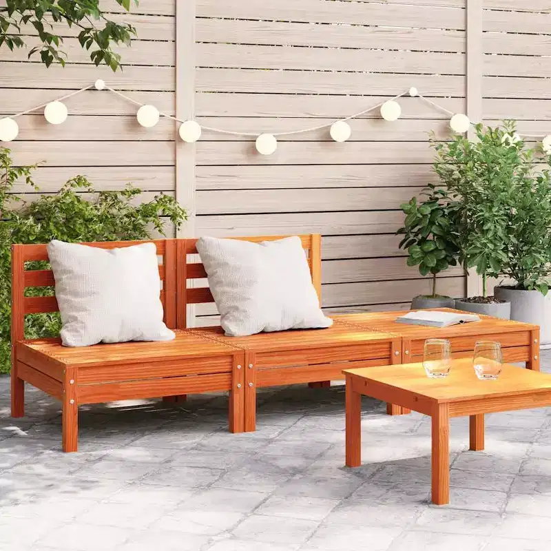 vidaXL 3-Seater Patio Sofa - Wax Brown Solid Pine Wood Garden Lounger/Outdoor Seating - Modular Design
