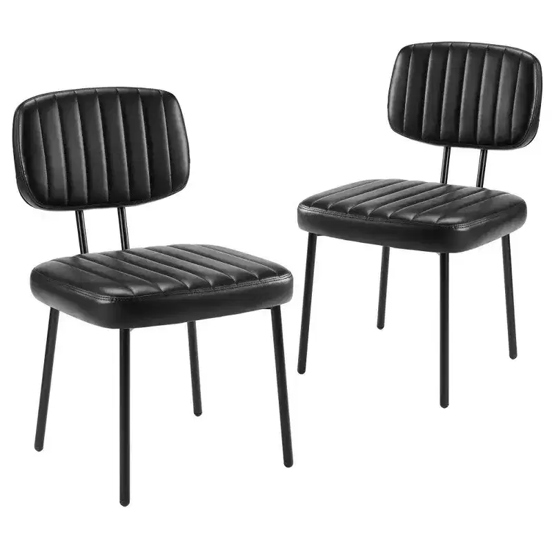 TUYOHW Mid Century Modern Dining Chairs Set of 2,Waterproof PU Leather Upholstered Kitchen Chairs with Metal Legs for Dining Room,Kitchen