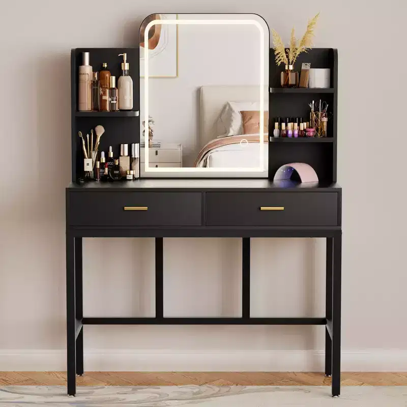 Makeup Vanity with Mirror and Lights, Vanity Table with Drawers