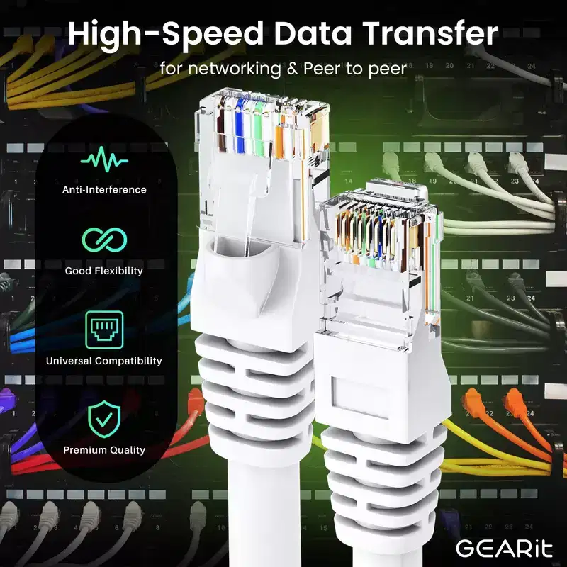 GEARit Cat6 Ethernet Patch Cable - Snagless RJ45, Stranded, 550Mhz, UTP, Pure Bare Copper Wire, 24AWG - White - 3ft