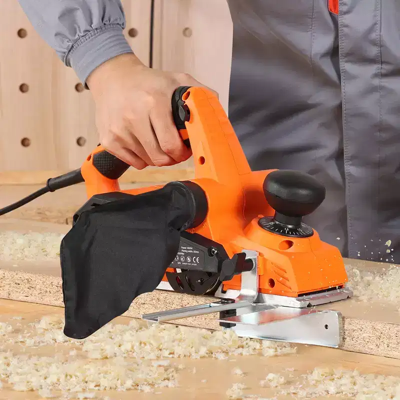 VEVOR Electric Hand Planer, 3-1/4-Inch Cut Width, 7-Amp 14500 RPM Corded Power Handheld Planer for Wood, with Adjustable Cut Depth, 2 Blades, Orange