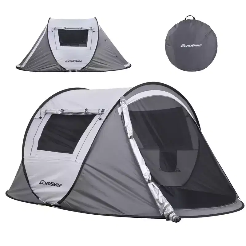 NAYSAYE Pop Up Camping Tent Instant Setup Waterproof Portable Shelter for 2 Person for Outdoor Camping Hiking, White and Gray, 96.46*57.09*41.34