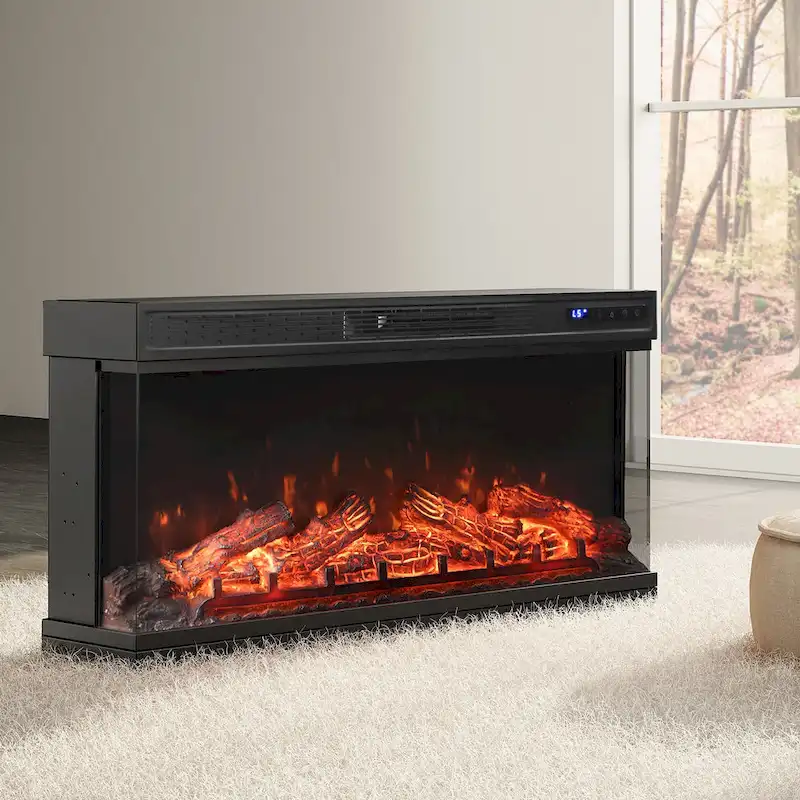 36 inch 3 Sided Glass Electric Fireplace InsertBlack