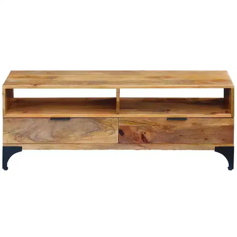 TV Stand/Sideboard/Table - Scandinavian and Farmhouse Style, Handmade Wooden TV Cabinet with Drawers and Compartments, Brown; 47.2x13.8x17.7