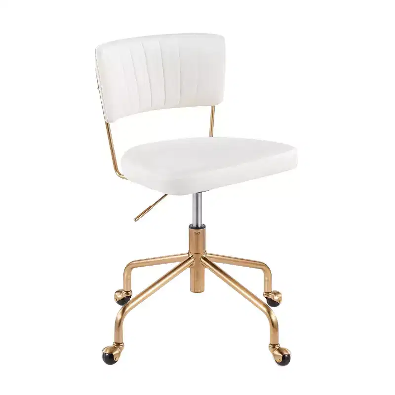 LumiSource Tania Task Chair Gold Metal/Cream Velvet