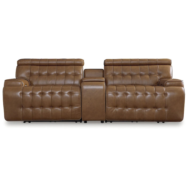 Signature Design by Ashley Temmpton Brown 3-Piece Power Reclining Sectional Loveseat with Console - 100W x 44D x 34H