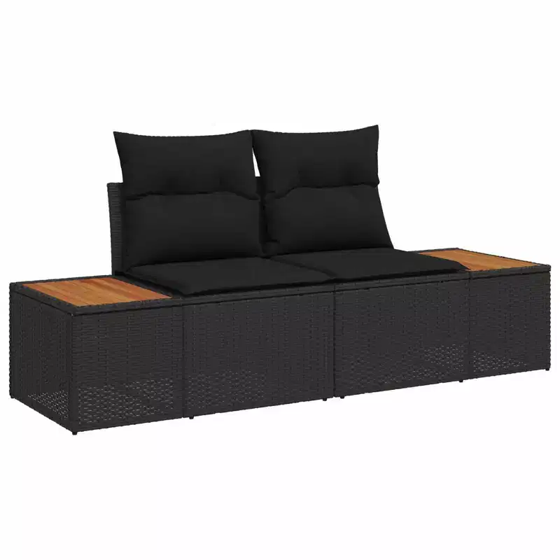 vidaXL Garden Sofa Black 184 x 62 x 85cm poly rattan