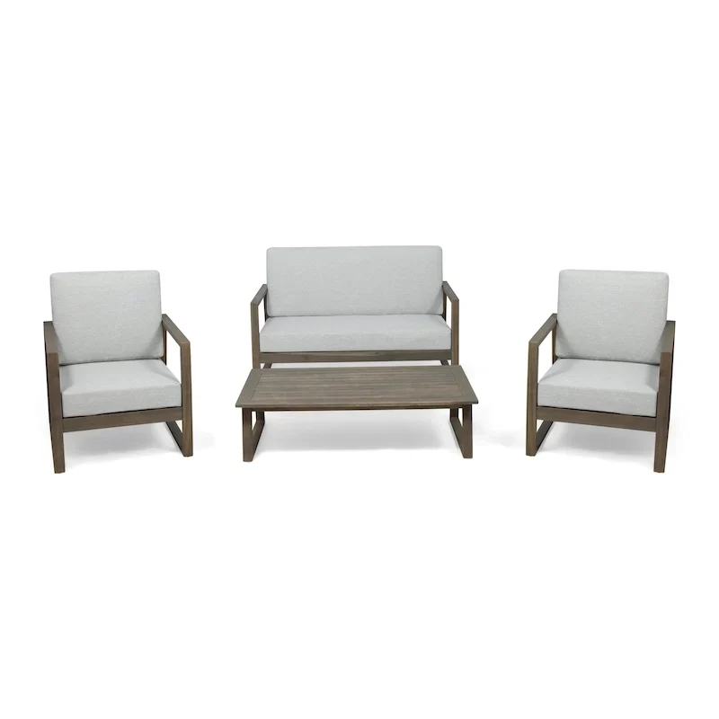 Belgian Outdoor 4-seater Acacia Wood Chat Set by Christopher Knight Home