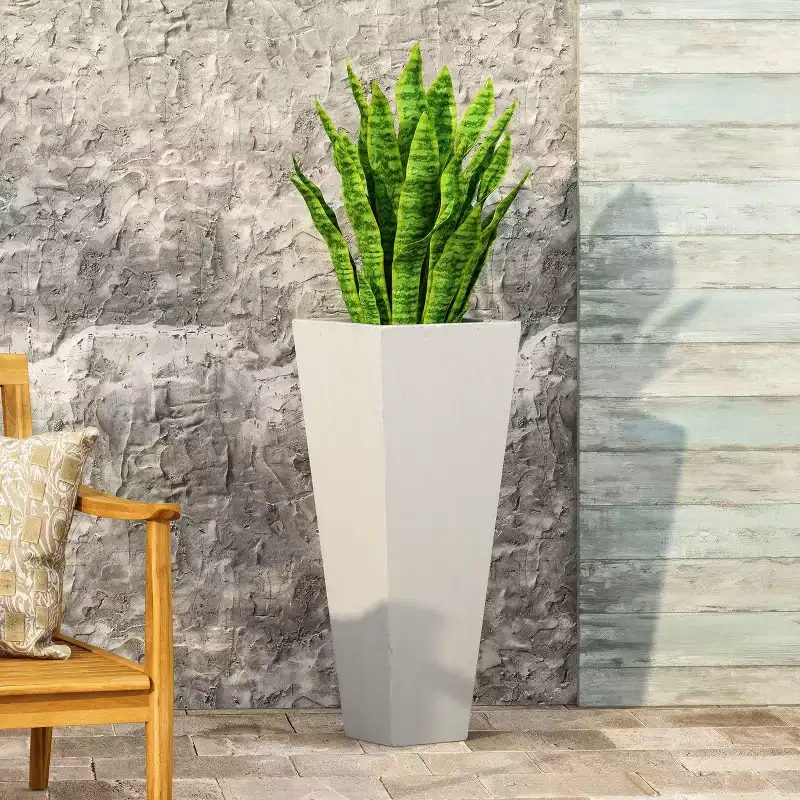 Okak Modern Magnesium Oxide Cast Stone Plant Pots, Planters with Minimalism Design, Flower Pots for Indoor or Outdoor Use