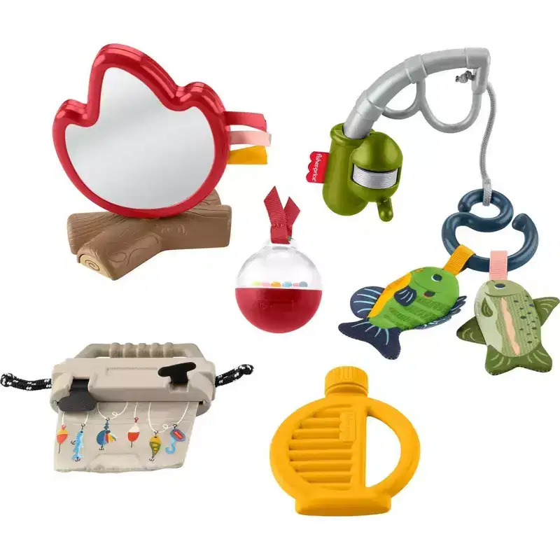 Fisher-Price Mini Me Moments Camp & Crinkle Gift Set, Fishing & Hiking Baby Learning Activity Toys - 7pc