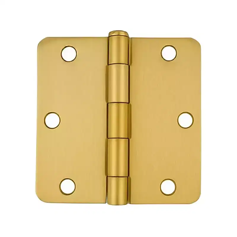 Brixwell 56-261SBRS Plain Bearing Butt Hinge Radius Corners Non Rising Removable Pin Type 3-1/2 Height 3-1/2 Width Satin Brass Finish Pair