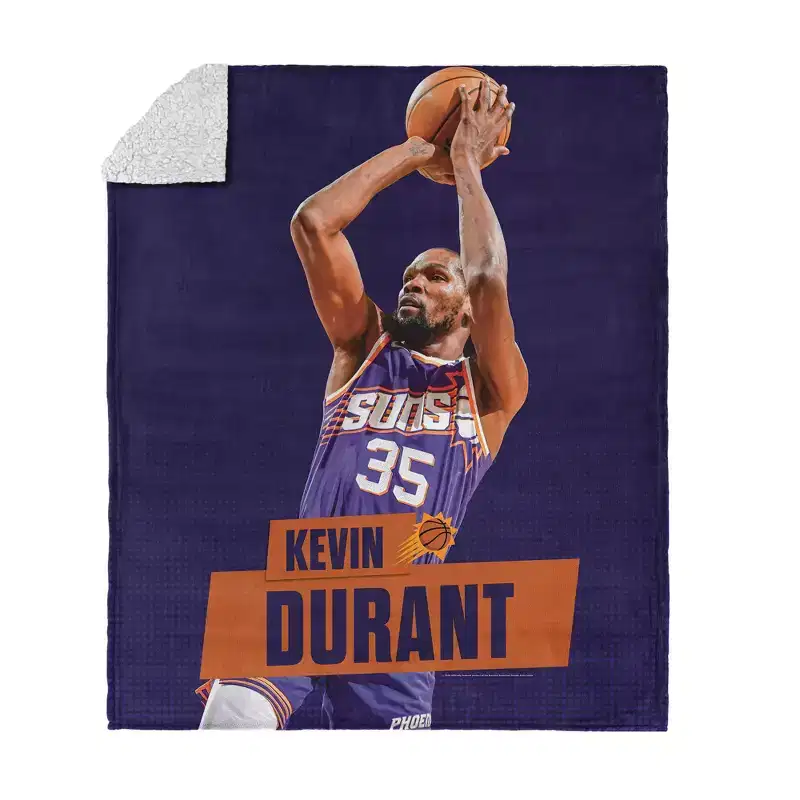 NBA Phoenix Suns Kevin Durant Silk Touch Faux Shearling Throw Blanket 50 x 60 inches